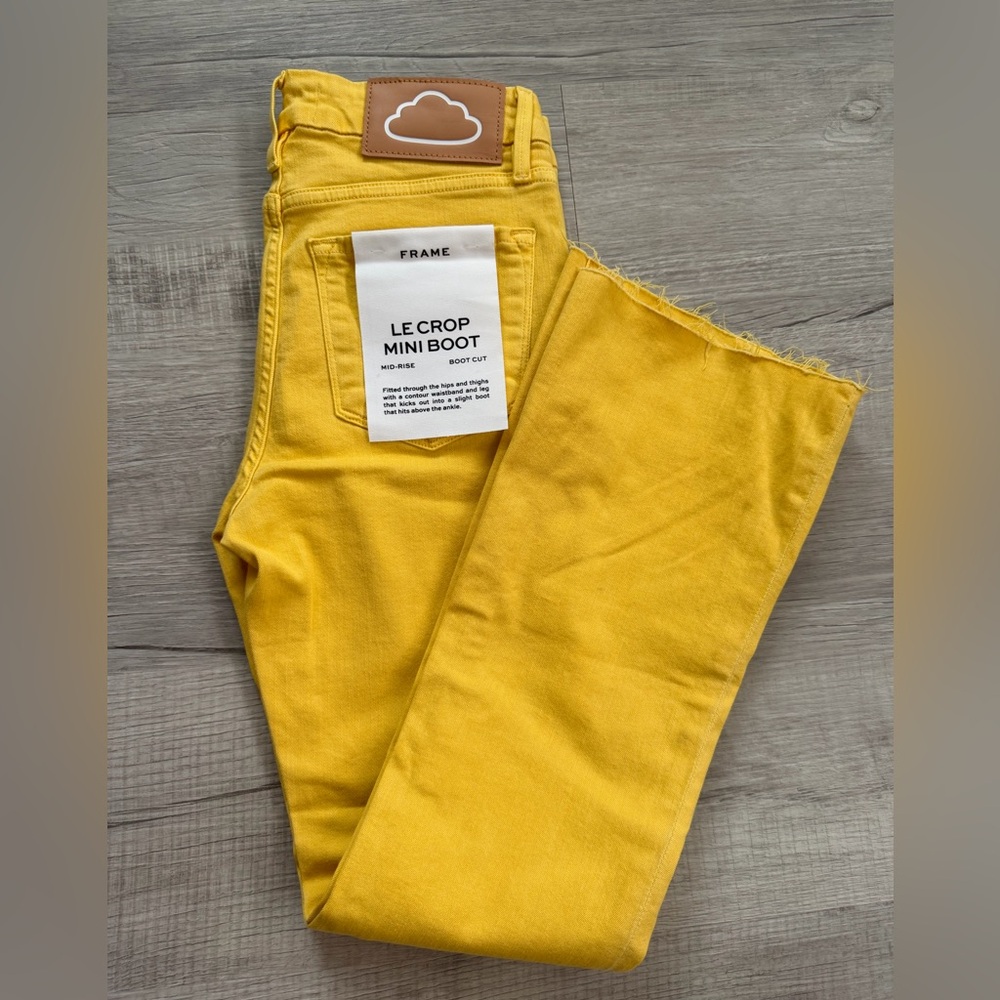 Frame Denim Yellow Le Crop Mini Boot Jeans